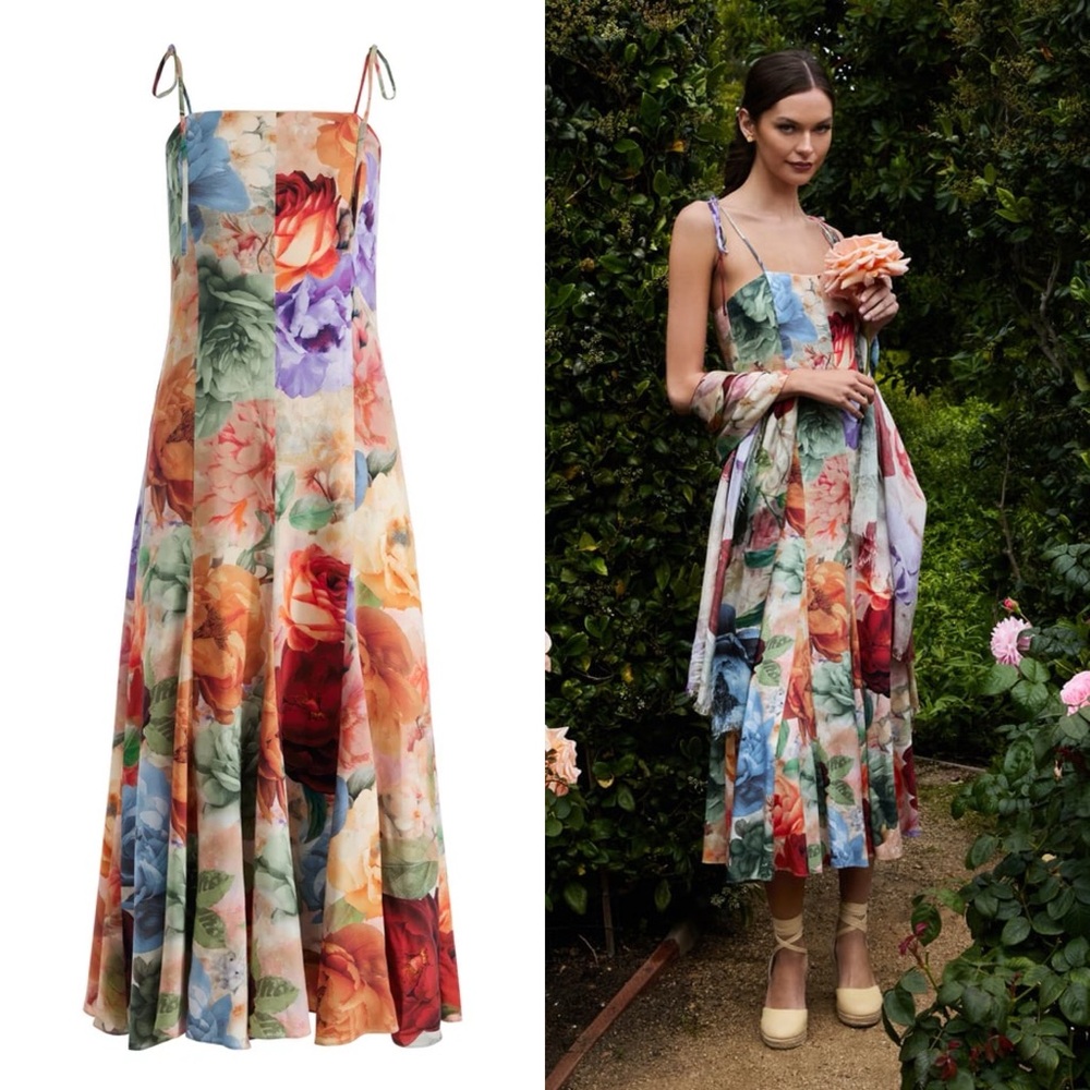 Alice + Olivia Multicolor Floral Midi Dress